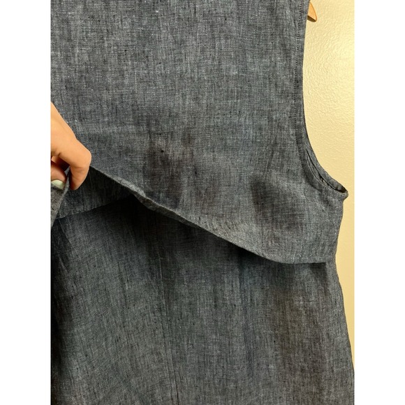 Vikolino Women's L/XL 100% Blue European Linen Sleeveless Long Vest Lagenlook - Picture 6 of 14